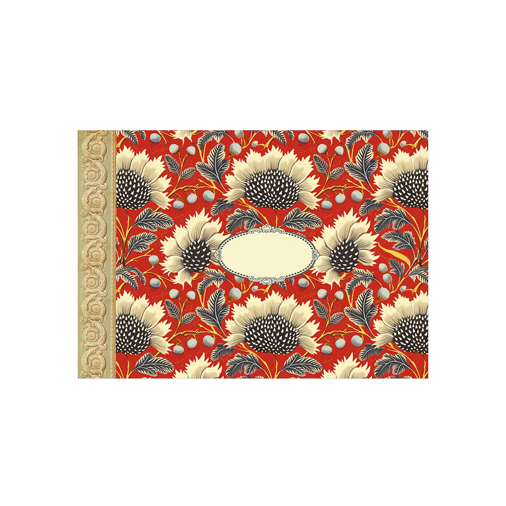 Mini cahier de notes - Pattern rouge fleurs noires