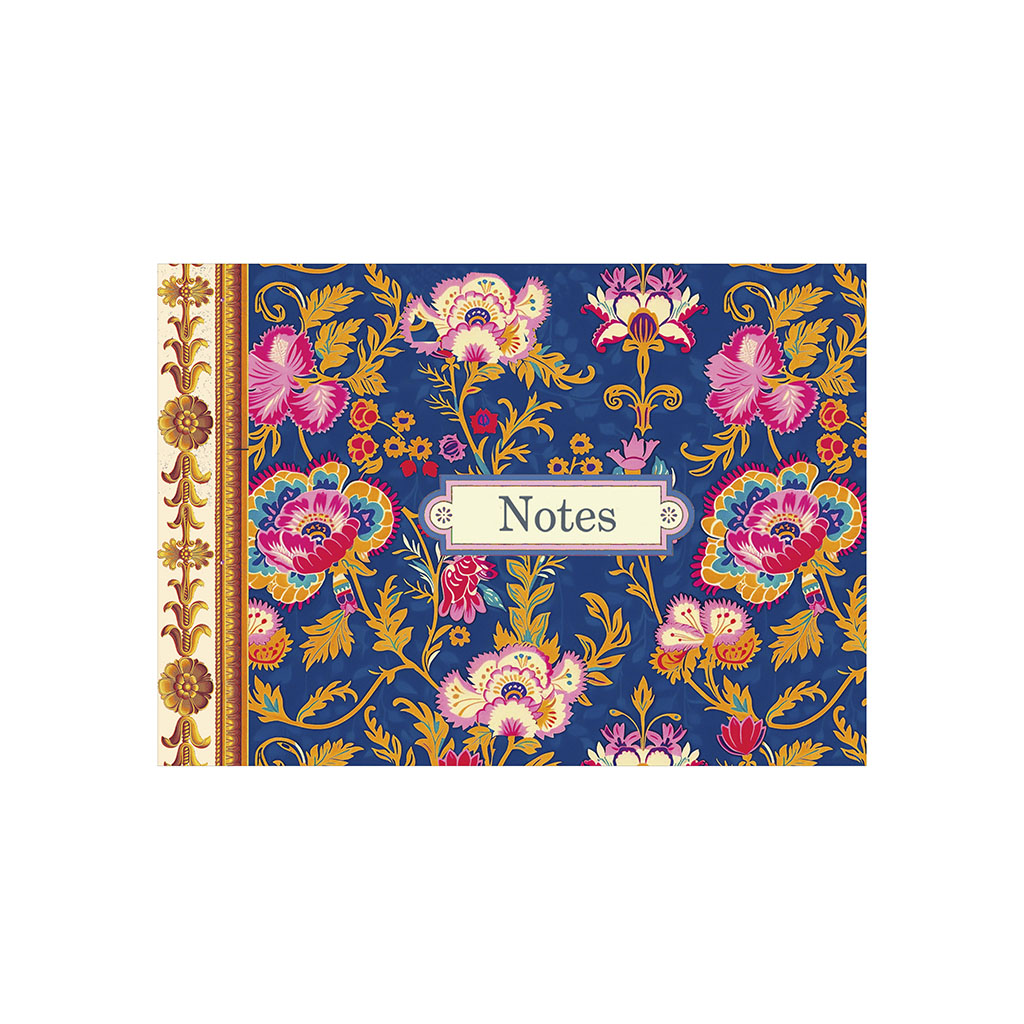 Mini cahier de notes - Pattern violet fleurs or